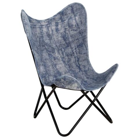 vidaXL Vlinderstoel canvas indigo-blauw Stoelen Blauw Canvas