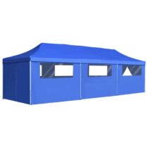 vidaXL Vouwtent pop-up met 8 zijwanden 3x9 m blauw Zonwering Blauw Natuurlijk materiaal