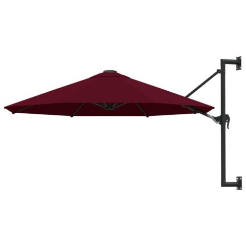 vidaXL Wandparasol met metalen paal 300 cm bordeauxrood Zonwering Rood Metaal