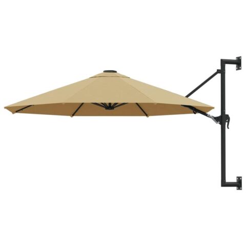 vidaXL Wandparasol met metalen paal 300 cm taupe Zonwering Bruin Metaal