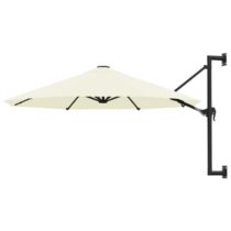 vidaXL Wandparasol met metalen paal 300 cm zandkleurig Zonwering Beige Metaal