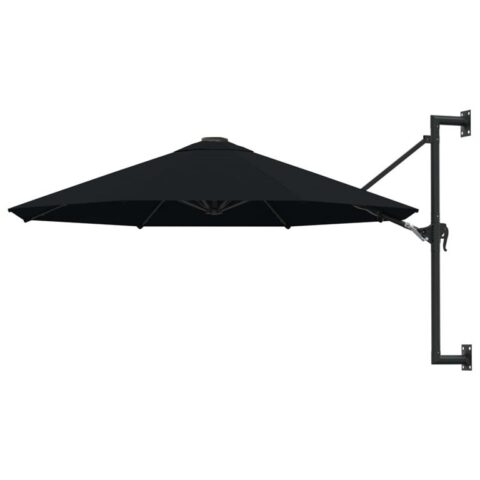 vidaXL Wandparasol met metalen paal 300 cm zwart Zonwering Zwart Metaal