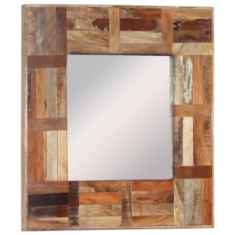 vidaXL Wandspiegel 50x50 cm massief gerecycled hout Spiegel Bruin Hout