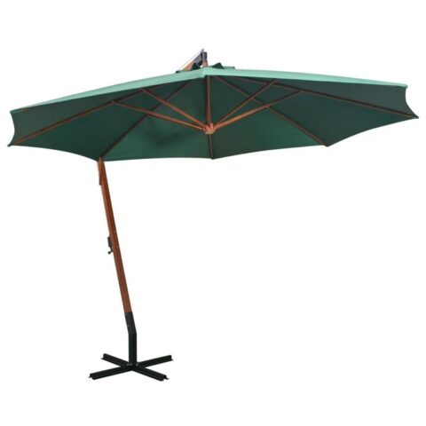 vidaXL Zweefparasol 350 cm houten paal groen Zonwering Groen Hout