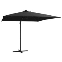 vidaXL Zweefparasol met LED-verlichting stalen paal 250x250 cm zwart Zonwering Zwart Staal