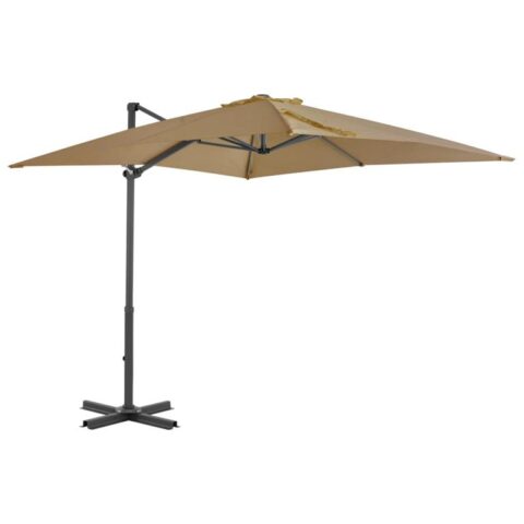 vidaXL Zweefparasol met aluminium paal 250x250 cm taupe Zonwering Bruin Natuurlijk materiaal