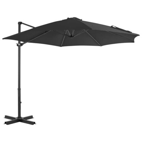 vidaXL Zweefparasol met aluminium paal 300 cm antraciet Zonwering Grijs Natuurlijk materiaal