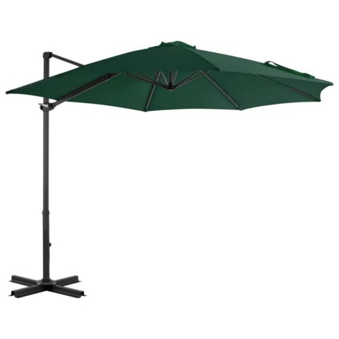 vidaXL Zweefparasol met aluminium paal 300 cm groen Zonwering Groen Natuurlijk materiaal