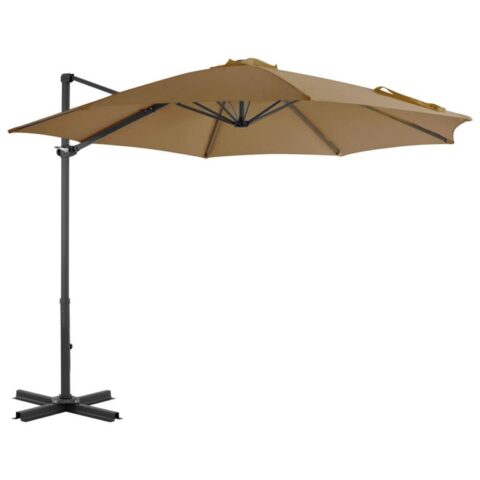 vidaXL Zweefparasol met aluminium paal 300 cm taupe Zonwering Bruin Natuurlijk materiaal