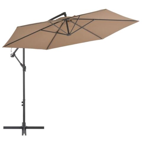 vidaXL Zweefparasol met aluminium paal 300 cm taupe Zonwering Bruin Staal