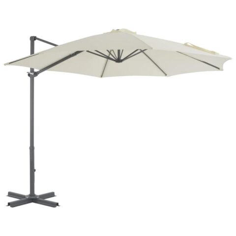 vidaXL Zweefparasol met aluminium paal 300 cm zandkleurig Zonwering Beige Natuurlijk materiaal