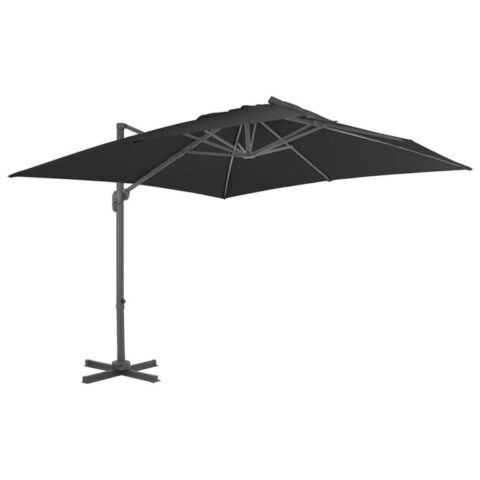 vidaXL Zweefparasol met aluminium paal 300x300 cm antraciet Zonwering Grijs Natuurlijk materiaal