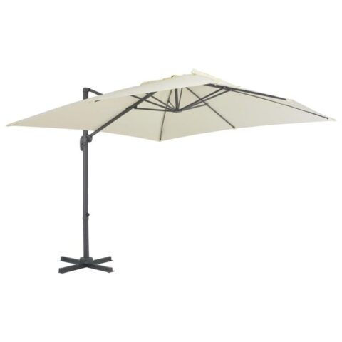 vidaXL Zweefparasol met aluminium paal 300x300 cm zandkleurig Zonwering Beige Natuurlijk materiaal