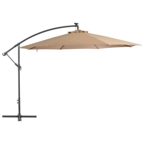 vidaXL Zweefparasol met aluminium paal 350 cm taupe Zonwering Bruin Staal