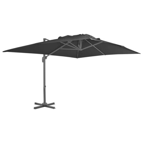 vidaXL Zweefparasol met aluminium paal 400x300 cm antraciet Zonwering Grijs Natuurlijk materiaal