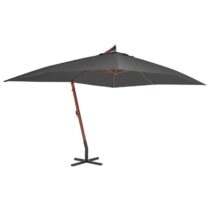 vidaXL Zweefparasol met houten paal 400x300 cm antraciet Zonwering Grijs Hout