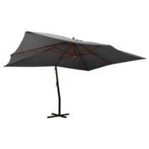 vidaXL Zweefparasol met houten paal 400x300 cm antracietkleurig Zonwering Antraciet