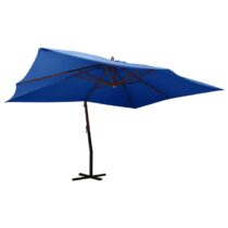 vidaXL Zweefparasol met houten paal 400x300 cm azuurblauw Zonwering Blauw