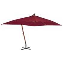 vidaXL Zweefparasol met houten paal 400x300 cm bordeauxrood Zonwering Rood Hout