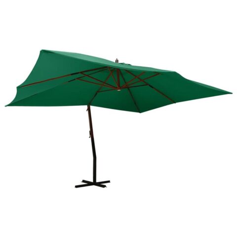 vidaXL Zweefparasol met houten paal 400x300 cm groen Zonwering Groen