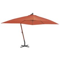 vidaXL Zweefparasol met houten paal 400x300 cm terracottakleurig Zonwering Bruin Hout