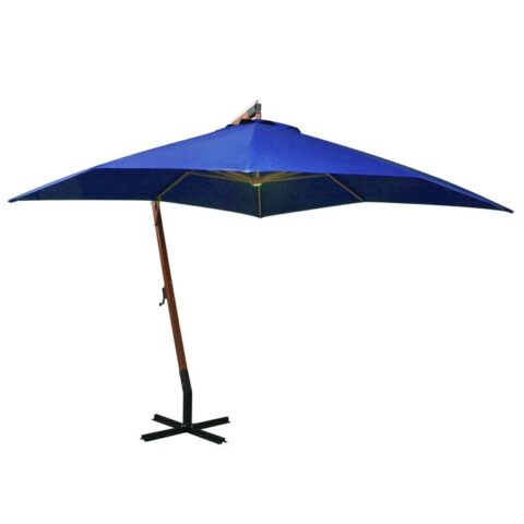 vidaXL Zweefparasol met paal 3x3 m massief vurenhout azuurblauw Zonwering Blauw Hout