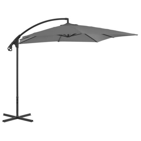 vidaXL Zweefparasol met stalen paal 250x250 cm antraciet Zonwering Grijs Staal