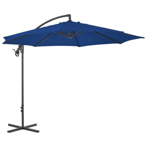 vidaXL Zweefparasol met stalen paal 300 cm azuurblauw Zonwering Blauw Staal