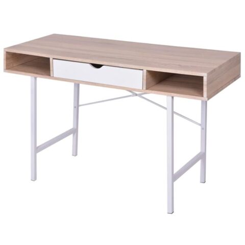 vidaXL bureau met 1 lade eiken en wit Bureau Multicolor MDF